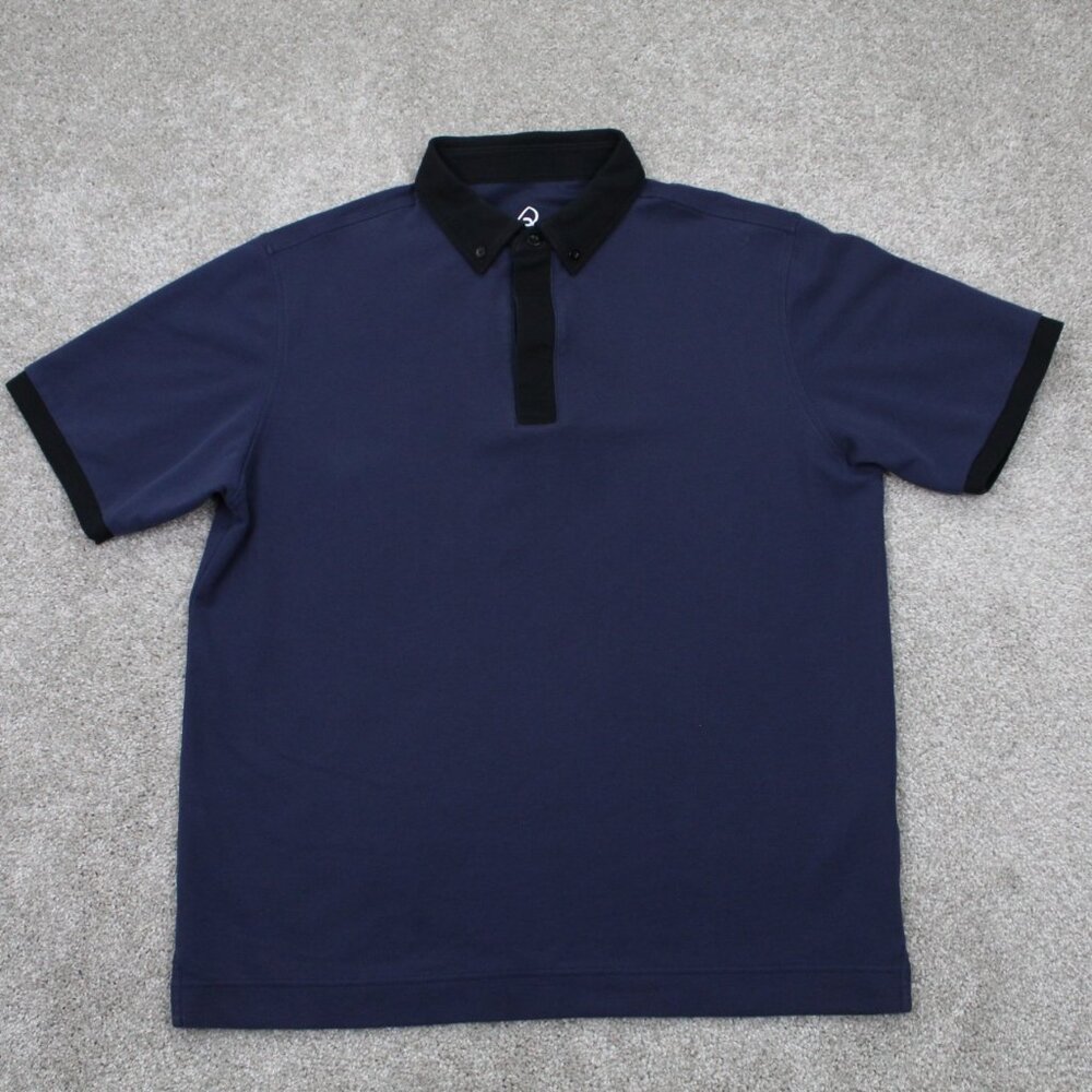 Deolax Polo Shirt Mens XL Blue/Black Contrast Collar Cotton/Poly‎ S/S Pullover